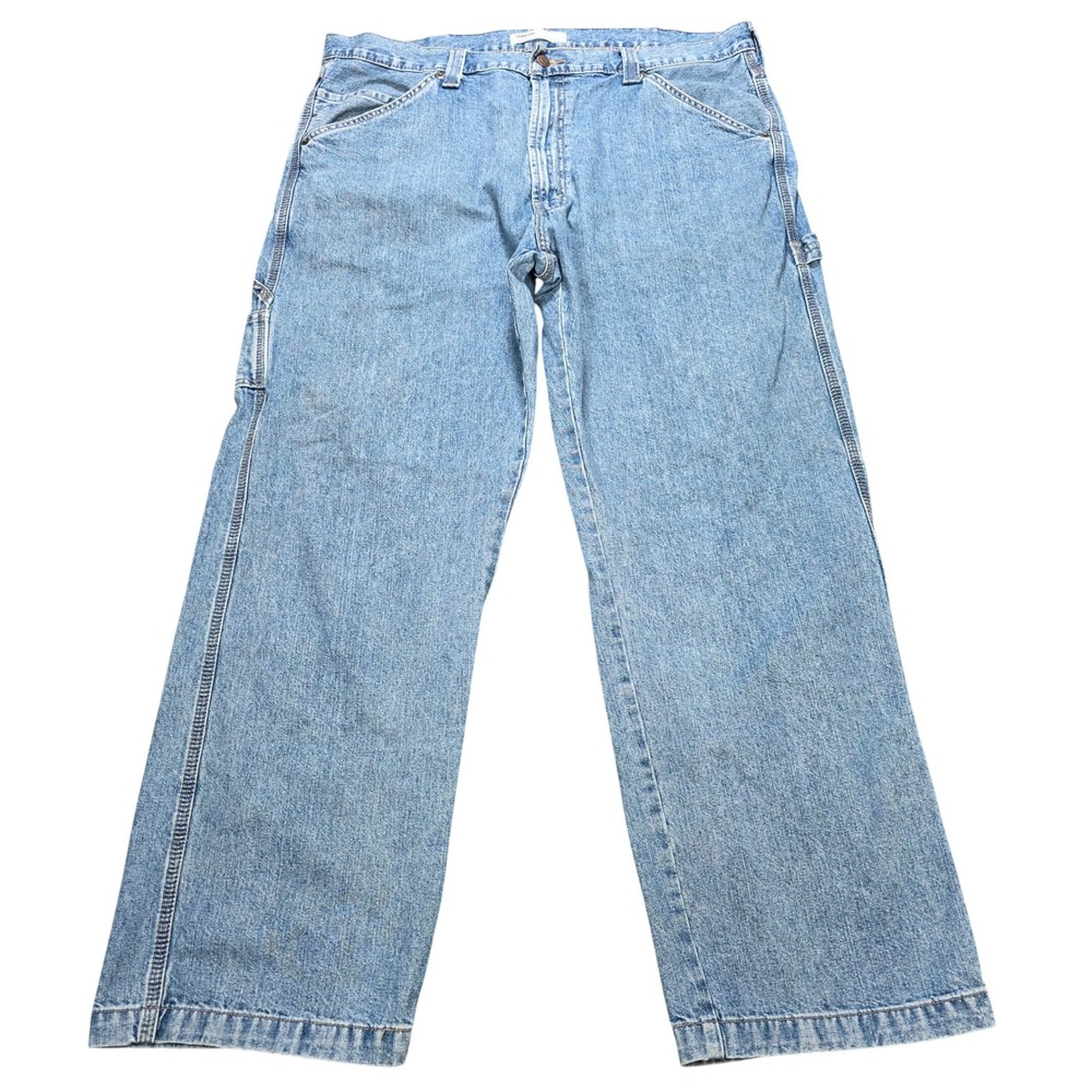 Signature by Levi Strauss & Co Carpenter Jeans Men's 40x32 Loose Light Wash Blue
